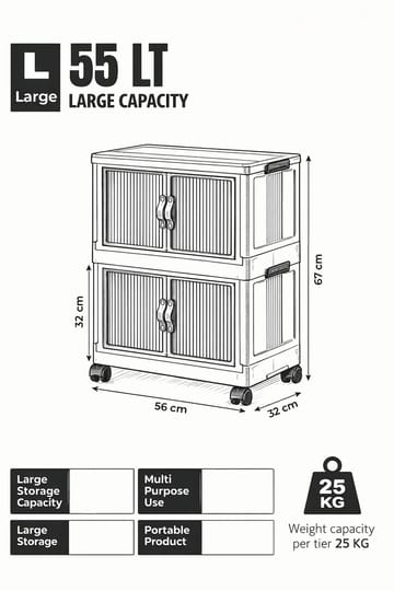 Monikäyttöinen kaappi Hanah Home Lavine 67 (32 x 67 x 56 cm) Valkoinen - Huonekalut - Lasten kalusteet - Lastenhuoneen säilytys - Lasten kaappi