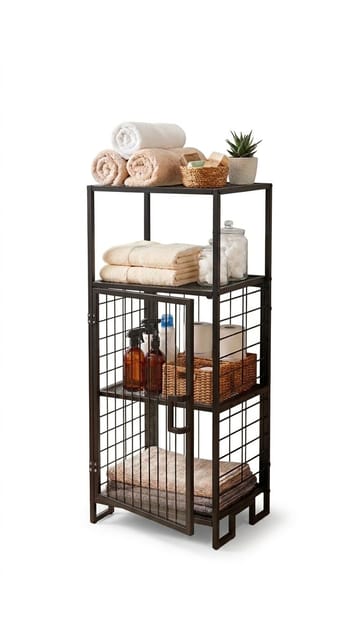 Monikäyttöinen kaappi Hanah Home Vorn (41,5 x 96 x 33 cm) musta - Talo & remontointi - Keittiö & kylpyhuone - Kylpyhuone - Kylpyhuonekalusteet - Kylpyhuoneen säilytys