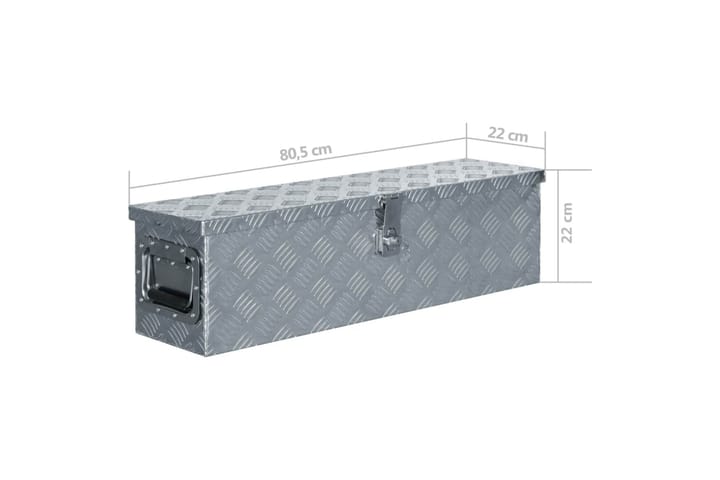 Alumiinilaatikko 80,5x22x22 cm hopea - Hopea - Talletuskaappi