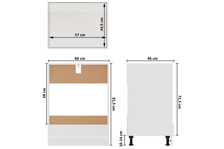 Uunikaappi valkoinen 60x46x81,5 cm lastulevy - Valkoinen - Keittiökaappi - Säilytyskaappi
