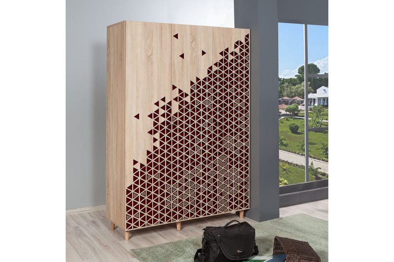Vaatekaappi Gillberga 135 cm - Ruskea/Punainen - Säilytys - Vaatesäilytys - Vaatekaappi
