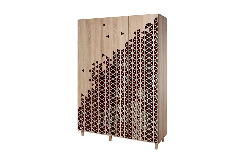 Vaatekaappi Gillberga 135 cm, Ruskea/Punainen
