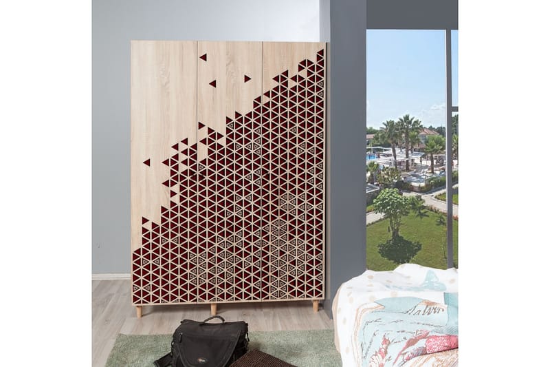 Vaatekaappi Gillberga 135 cm - Ruskea/Punainen - Säilytys - Vaatesäilytys - Vaatekaappi