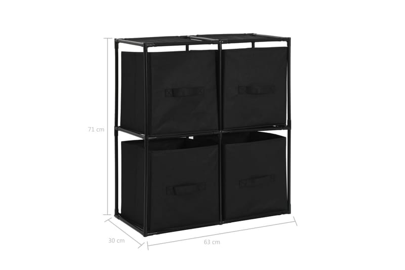 Varastokaappi 4 kangaskorilla musta 63x30x71 cm teräs - Musta - Säilytys - Kaappi - Säilytyskaappi