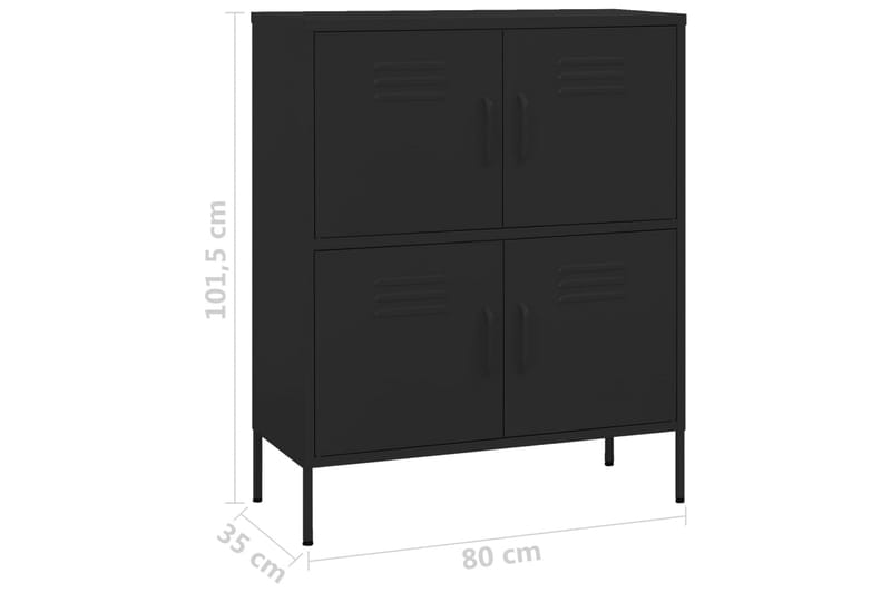 Varastokaappi musta 80x35x101,5 cm teräs - Säilytys - Kaappi - Säilytyskaappi