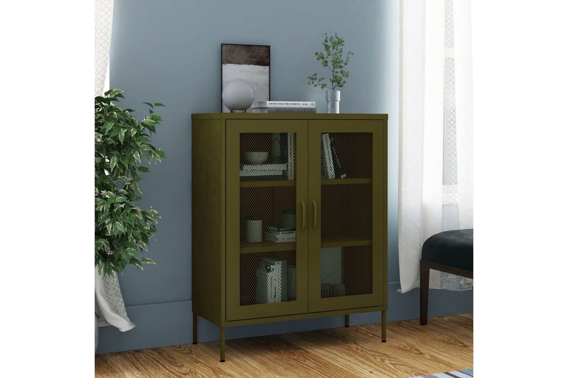 Varastokaappi oliivinvihreä 80x35x101,5 cm teräs - Säilytys - Kaappi - Säilytyskaappi