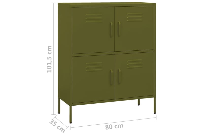 Varastokaappi oliivinvihreä 80x35x101,5 cm teräs - Säilytys - Kaappi - Säilytyskaappi