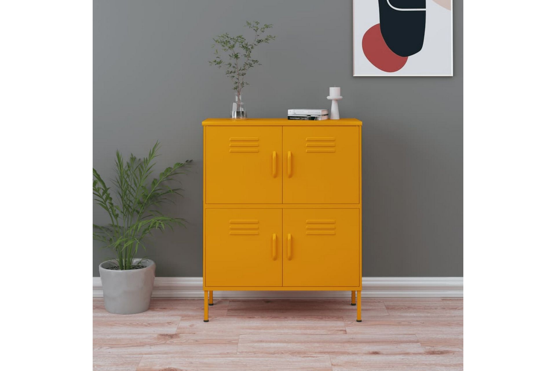 Varastokaappi sinapinkeltainen 80x35x101,5 cm teräs - Säilytys - Kaappi - Säilytyskaappi