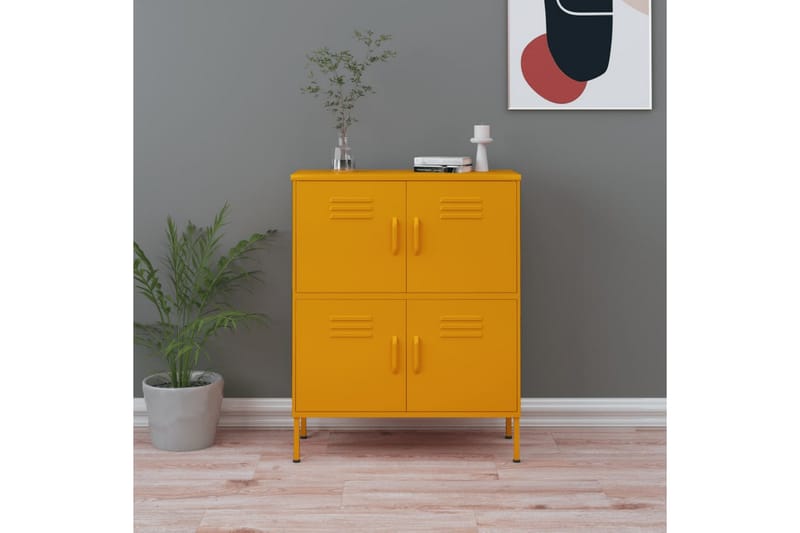 Varastokaappi sinapinkeltainen 80x35x101,5 cm teräs - Säilytys - Kaappi - Säilytyskaappi