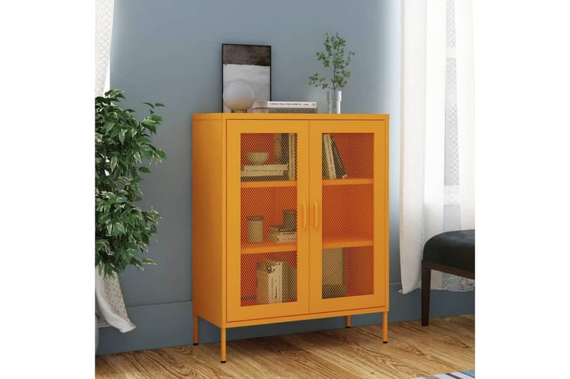 Varastokaappi sinapinkeltainen 80x35x101,5 cm teräs - Säilytys - Kaappi - Säilytyskaappi