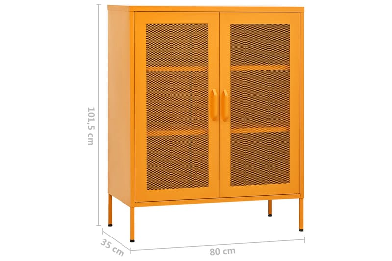 Varastokaappi sinapinkeltainen 80x35x101,5 cm teräs - Säilytys - Kaappi - Säilytyskaappi