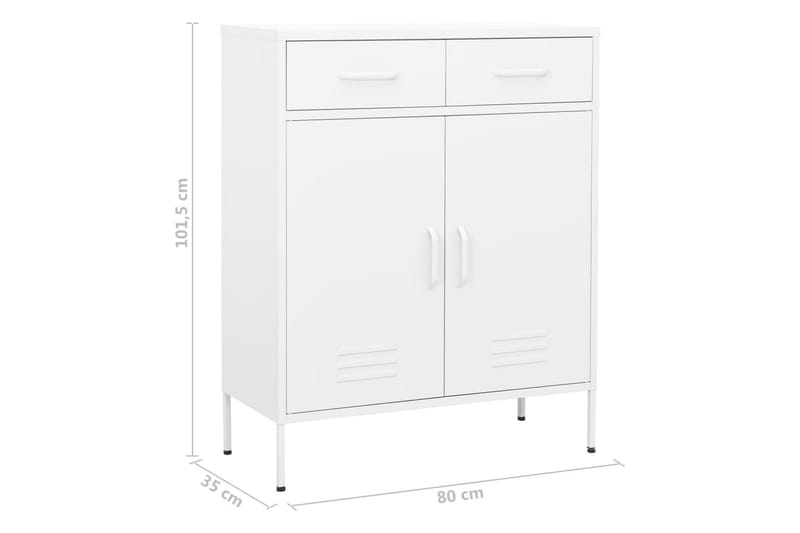 Varastokaappi valkoinen 80x35x101,5 cm teräs - Säilytys - Kaappi - Säilytyskaappi