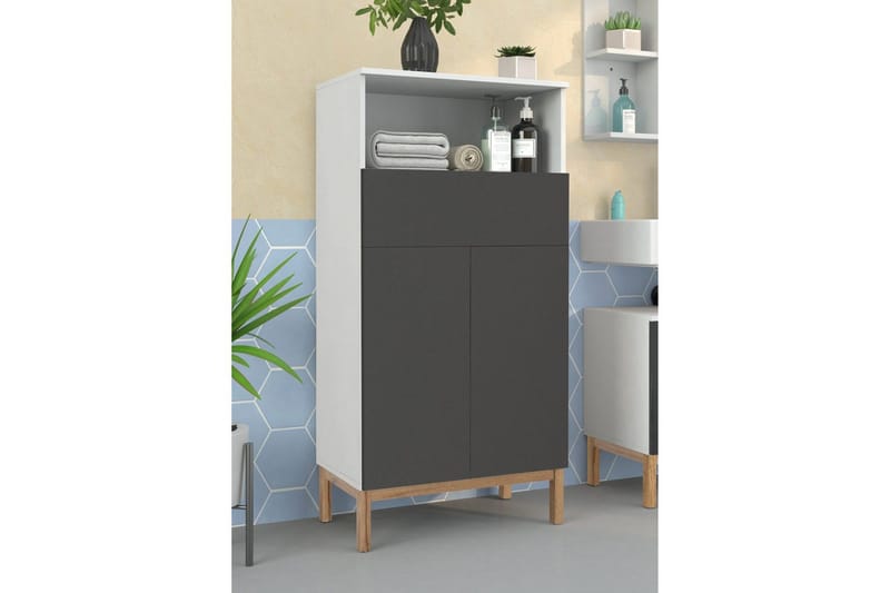 Seinäkaappi Mirza Valkoinen/Antrasiitti - Valkoinen/Antrasiitti - Talo & remontointi - Keittiö & kylpyhuone - Kylpyhuone - Kylpyhuonekalusteet - Kylpyhuonekaapit