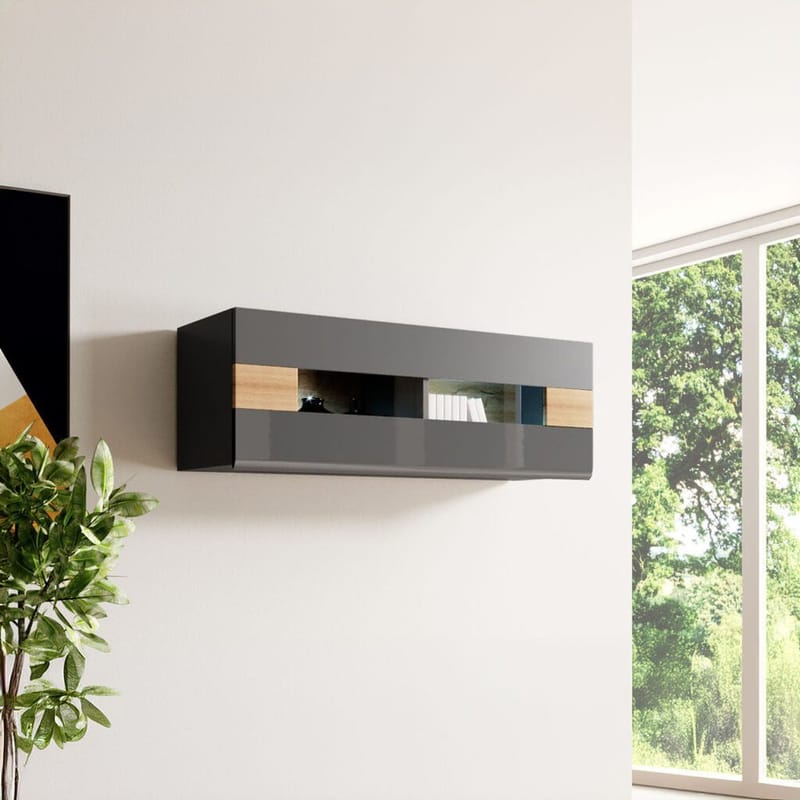 Seinäkaappi Toledo - Antrasiitti Laminaatti - Grandson-tammi - Säilytys - Kaappi - Säilytyskaappi