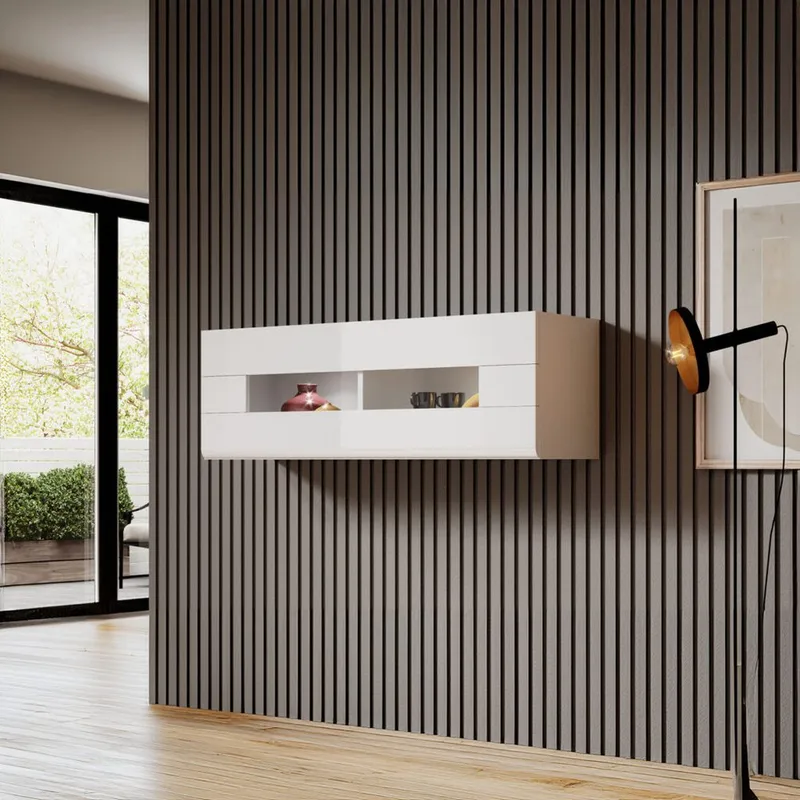 Seinäkaappi Toledo - Valkoinen laminaatti - Säilytys - Kaappi - Säilytyskaappi