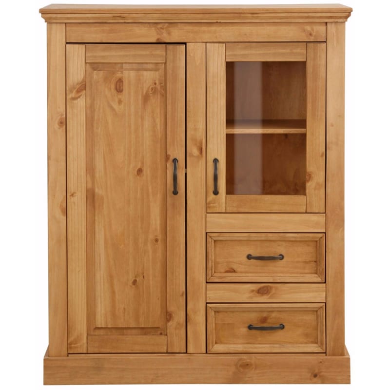 Selma korkea kaappi 100x120 cm - Petsattu/vahattu - Säilytys - Kaappi - Vitriini