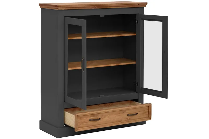 Selma Vitriinikaappi 100x120 cm - Harmaa - Säilytys - Kaappi - Vitriini