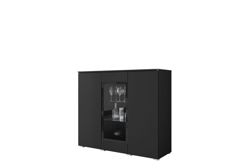 Sherie Vitriinikaappi 120x104 cm - Musta - Säilytys - Kaappi - Vitriini