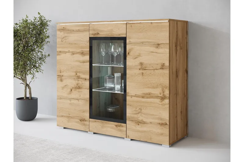 Sherie Vitriinikaappi 120x104 cm - Ruskea - Säilytys - Kaappi - Vitriini