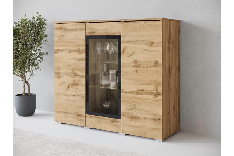 Sherie Vitriinikaappi 120x104 cm - Ruskea - Säilytys - Kaappi - Vitriini