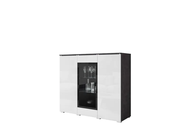 Sherie Vitriinikaappi 120x104 cm - Valkoinen / Harmaa - Säilytys - Kaappi - Vitriini