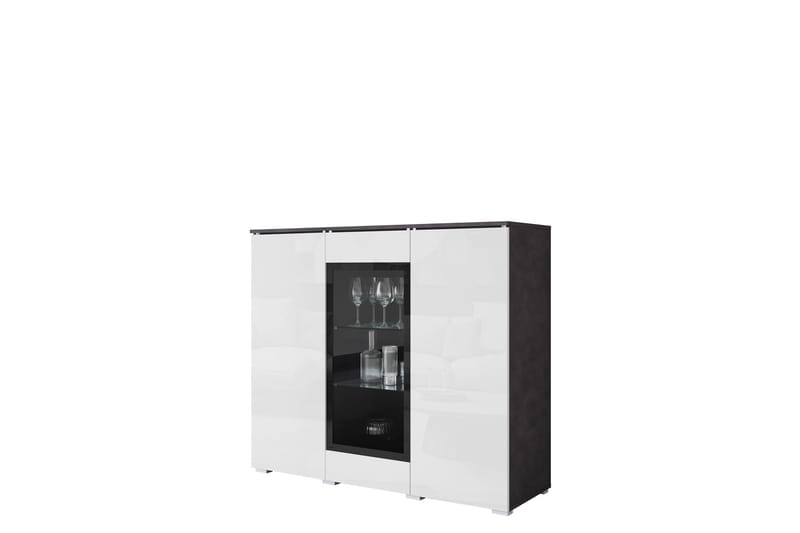 Sherie Vitriinikaappi 120x104 cm - Valkoinen / Harmaa - Säilytys - Kaappi - Vitriini