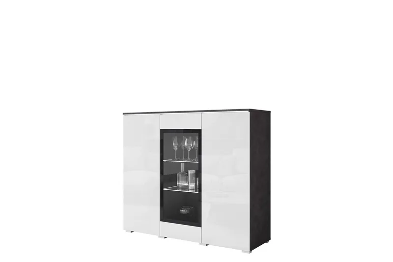 Sherie Vitriinikaappi 120x104 cm - Valkoinen / Harmaa - Säilytys - Kaappi - Vitriini