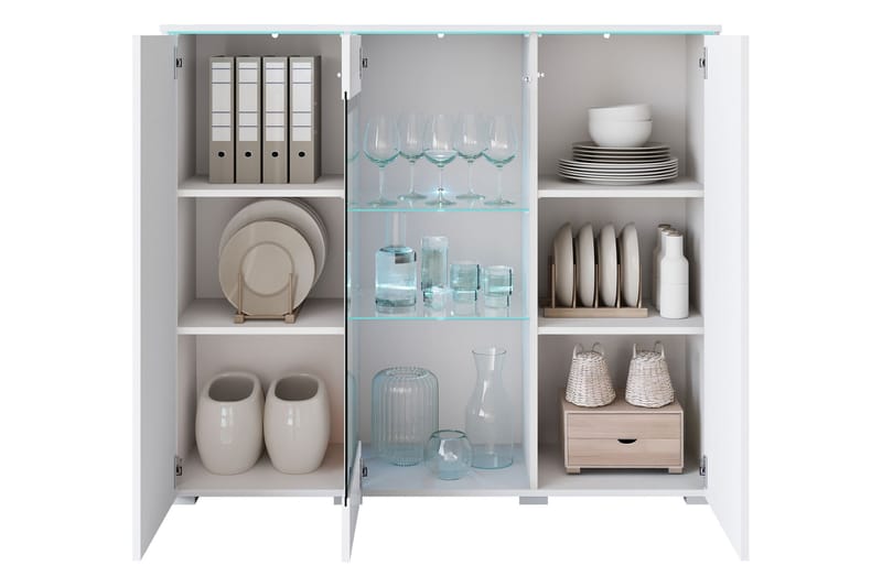 Sherie Vitriinikaappi 120x104 cm - Valkoinen - Säilytys - Kaappi - Vitriini