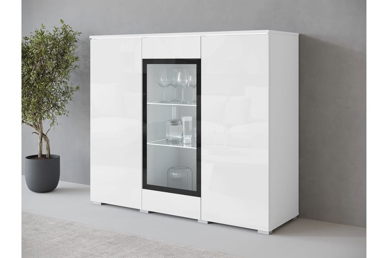 Sherie Vitriinikaappi 120x104 cm - Valkoinen - Säilytys - Kaappi - Vitriini