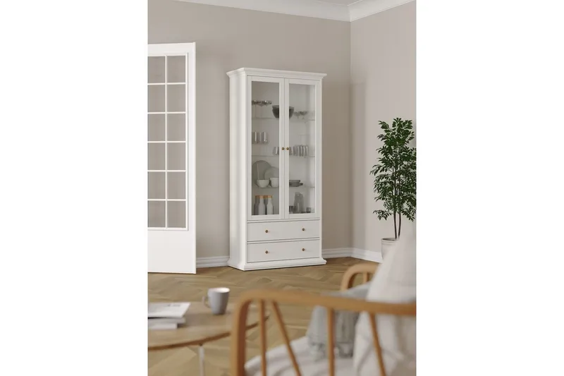 Shoiba Vitriinikaappi 96x201 cm - Valkoinen - Säilytys - Kaappi - Vitriini