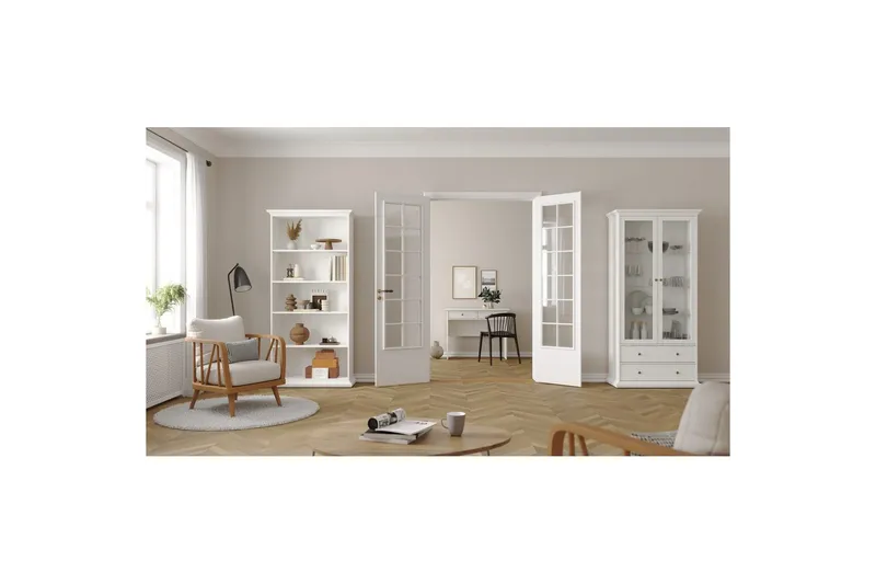 Shoiba Vitriinikaappi 96x201 cm - Valkoinen - Säilytys - Kaappi - Vitriini