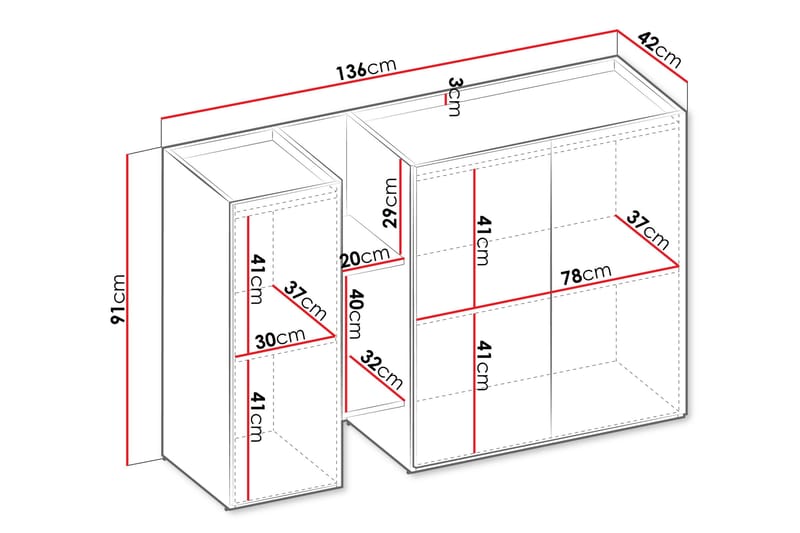 Sigma Highboard - Vaalean Harmaa/Beige - Säilytys - Kaappi - Säilytyskaappi