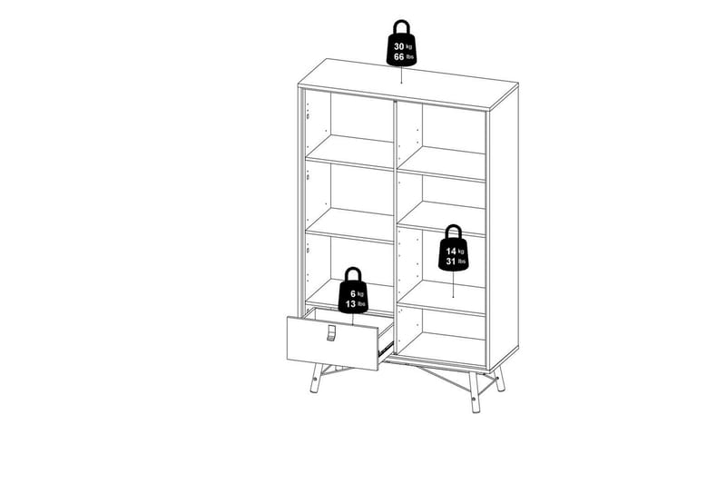Tadami Vitriinikaappi 102x162 cm - Luonnonväri - Säilytys - Kaappi - Vitriini