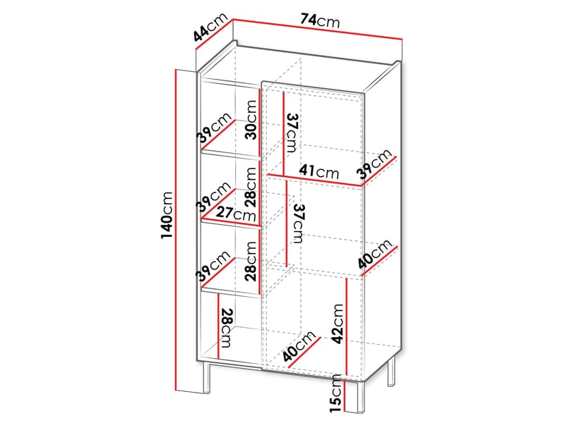 Tavrin Highboard-kaappi 140 cm - Beige - Säilytys - Kaappi - Säilytyskaappi