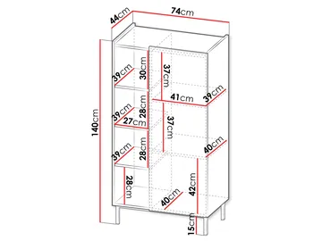 Tavrin Highboard-kaappi 140 cm - Musta - Säilytys - Kaappi - Säilytyskaappi