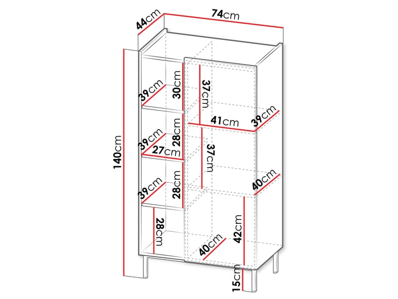 Tavrin Highboard-kaappi 140 cm - Musta - Säilytys - Kaappi - Säilytyskaappi