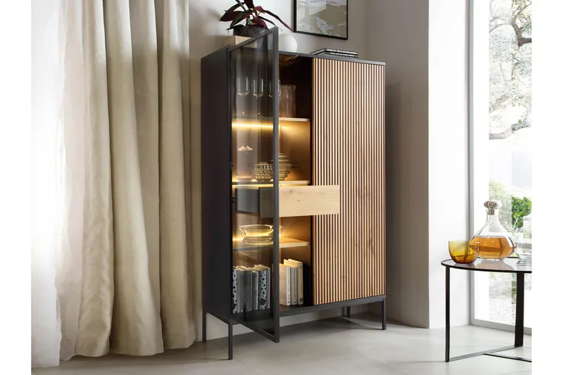 Tenorio Vitriinikaappi 104x166 cm - Beige - Säilytys - Kaappi - Vitriini