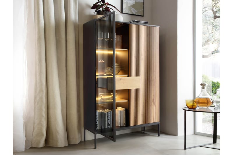 Tenorio Vitriinikaappi 104x166 cm - Beige - Säilytys - Kaappi - Vitriini