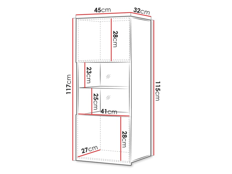 Tessan-vitriiinikaappi 45x117 cm - ruskea - Säilytys - Kaappi - Vitriini