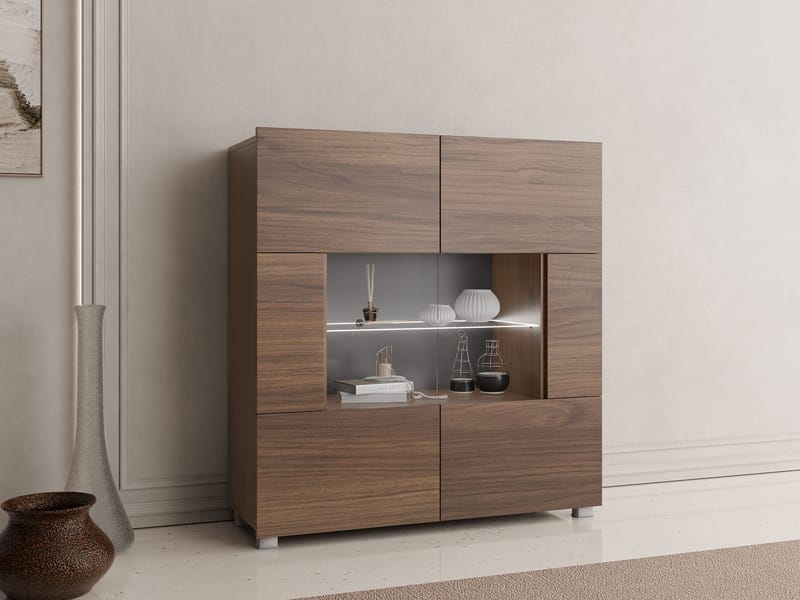 Tessan vitriinikaappi 100x107 cm - ruskea - Säilytys - Kaappi - Vitriini