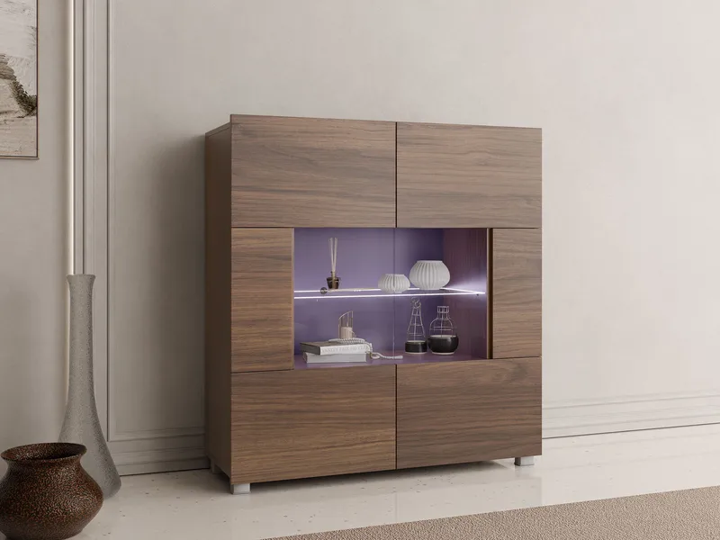 Tessan vitriinikaappi 100x107 cm - ruskea - Säilytys - Kaappi - Vitriini