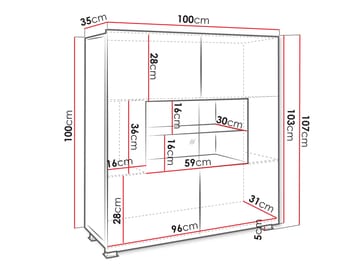 Tessan vitriinikaappi 100x107 cm - ruskea - Säilytys - Kaappi - Vitriini