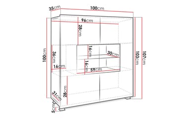 Tessan Vitriinikaappi 100x107 cm - Valkoinen - Säilytys - Kaappi - Vitriini