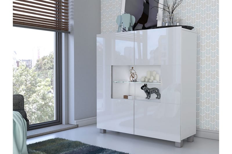 Tessan Vitriinikaappi 100x107 cm - Valkoinen - Säilytys - Kaappi - Vitriini