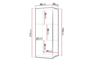 Tessan Vitriinikaappi 45x117 cm - Musta - Säilytys - Kaappi - Vitriini