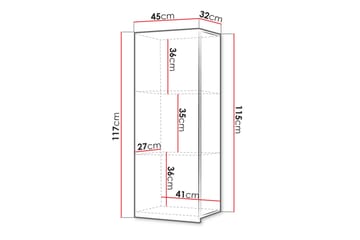 Tessan Vitriinikaappi 45x117 cm - Musta - Säilytys - Kaappi - Vitriini