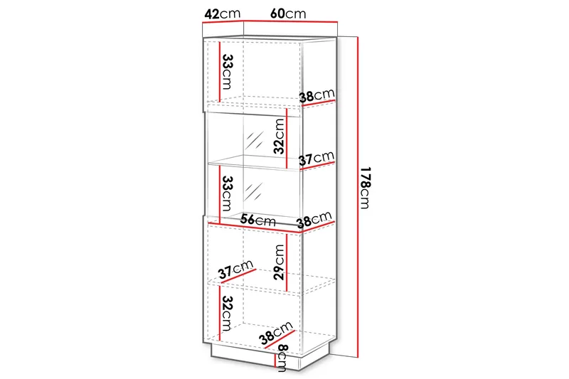 Torvalen Vitriinikaappi 60x178 cm - Beige - Säilytys - Kaappi - Vitriini