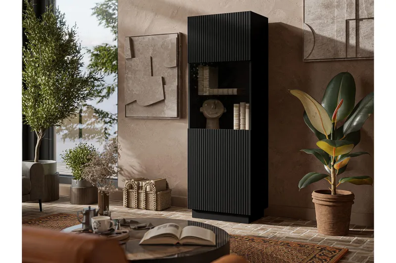 Torvalen Vitriinikaappi 60x178 cm - Musta - Säilytys - Kaappi - Vitriini