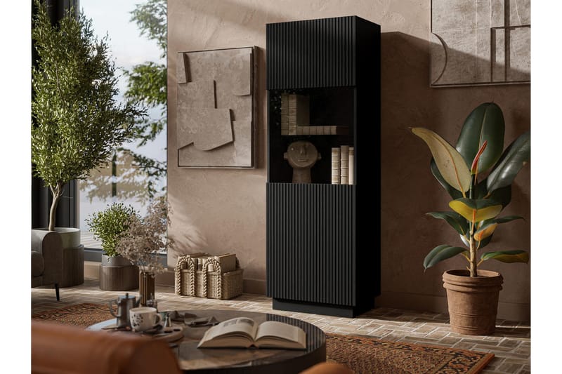 Torvalen Vitriinikaappi 60x178 cm - Musta - Säilytys - Kaappi - Vitriini