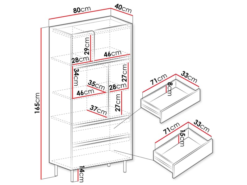 Travic Korkea Kaappi 80 cm - Säilytys - Kaappi - Säilytyskaappi